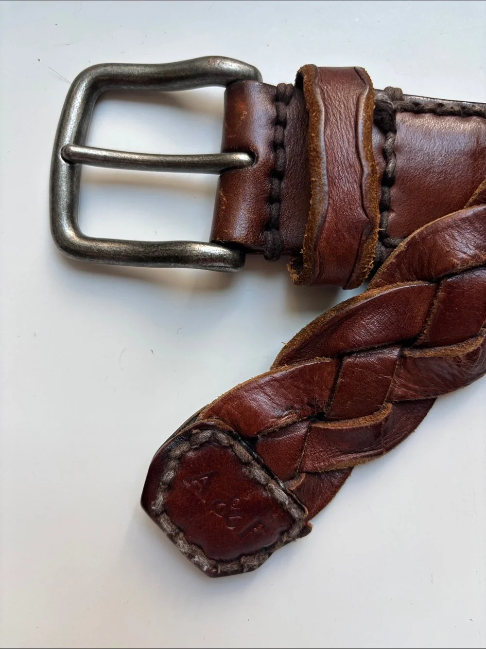 Abercrombie & Fitch Braided Leather Belt - Dark Brown